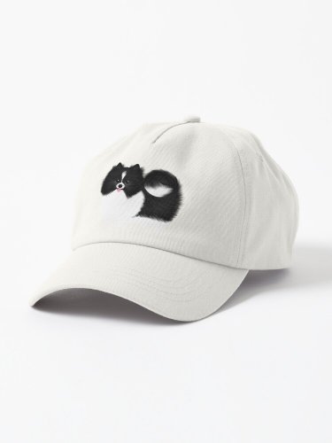 Black and White Parti Pomeranian  Cute Black and White Fluffy Dog Cap