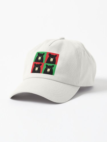 BLACK BEAR ON RED & GREEN Cap