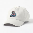 Black cat in Prink Roses  Cap