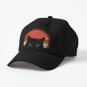 Black Cat Peeking Sunset Vintage Cap