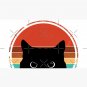 Black Cat Peeking Sunset Vintage Cap
