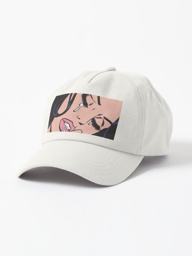 Black Hair Crying Comic Girl Cap