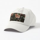 Black Sepia Vintage Pattern With Roses And Raspberries Botanical Night Garden Cap