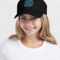 Black, Teal & Aqua Protea Doodle Pattern Cap