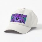 BLACK-PURPLE GARDEN PANSIES PATTERNS TEAL ART Cap
