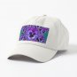 BLACK-PURPLE GARDEN PANSIES PATTERNS TEAL ART Cap