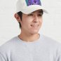 BLACK-PURPLE GARDEN PANSIES PATTERNS TEAL ART Cap