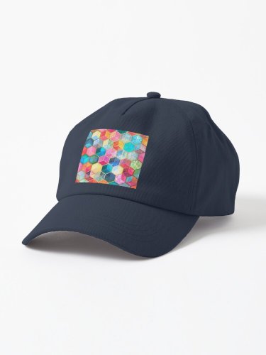 Crystal Bohemian Honeycomb Cubes - colorful hexagon pattern Cap