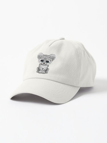 Cute Baby Snow Leopard Cub on Pink Cap