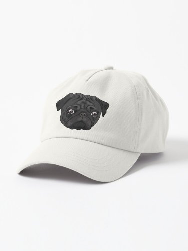 Cute black pug portrait Cap