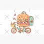 Cute Burger On Bicycle, Fast Food Delivery Cap