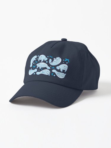 Cute Manatee Pattern - Blue Underwater Pattern Cap