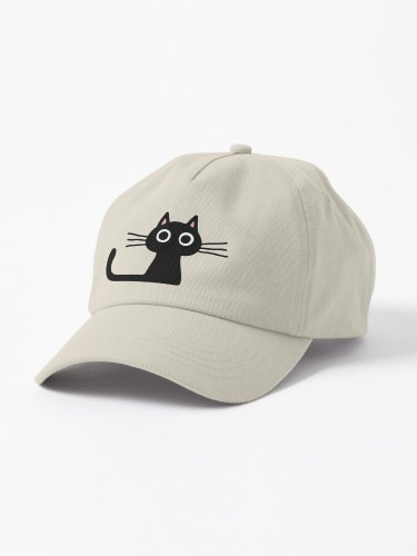 Cutie Kitty Cat Wide Eyed Black Kitten Cap
