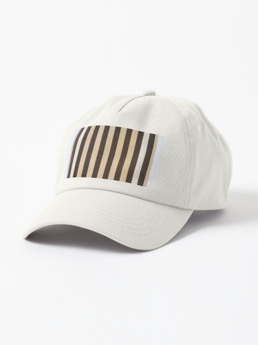 Daniel Buren - Peinture acrylique blanche sur tissu ray&Atilde;&copy; blanc et marron - 1972 Cap