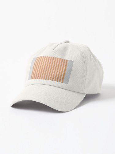 Daniel Buren - Peinture acrylique blanche sur tissu ray&Atilde;&copy; blanc et orange - 1972 Cap