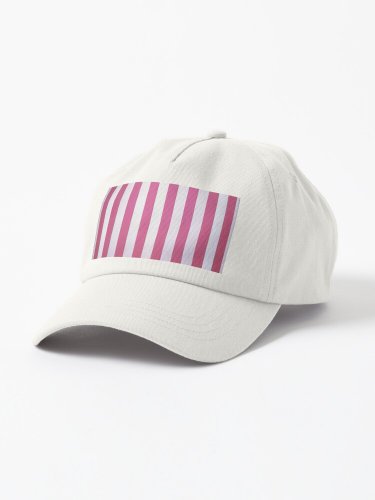 Daniel Buren - Peinture acrylique blanche sur tissu ray&Atilde;&copy; blanc et rouge - 1970 Cap