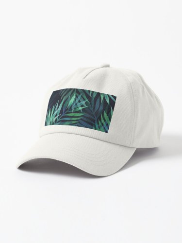 Dark green palms leaves pattern Cap