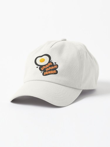 Breakfast With Bacon and Eggs Seamless Vector Pattern Dark Cap