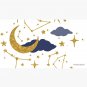 Celestial Stars and Moons in Gold and Dark Blue Cap