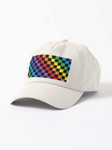 Checkered Rainbow Black  Cap