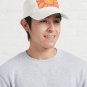Bold Yellow Sun Pink Background Painting Cap
