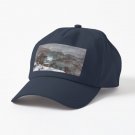 Brown brushstrokes on white Cap
