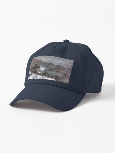 Brown brushstrokes on white Cap