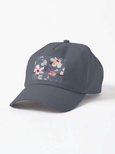 Butterflies and Hibiscus Flowers - a painted pattern Cap