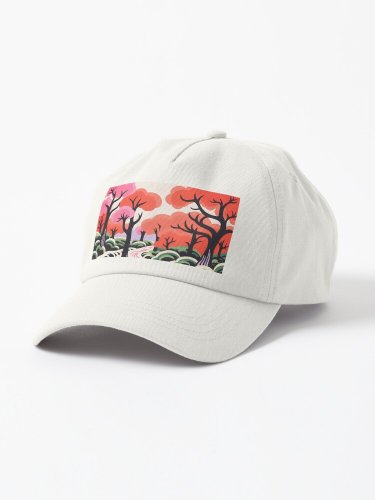 Colorful River And Forest In Groovy Style Cap