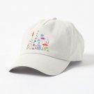 colorful wild flowers watercolor painting Cap