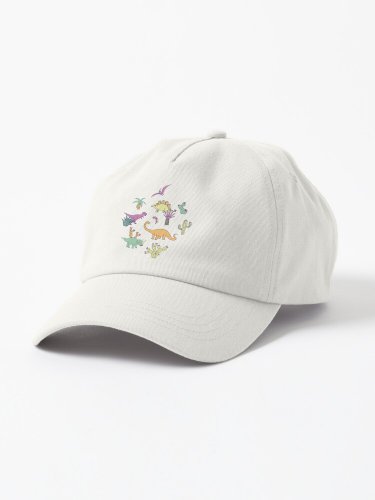 Dinosaur Desert - peach, mint and navy - fun pattern by Cecca Designs Cap