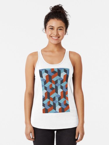 Funky Geometric Texured Racerback Tank Top