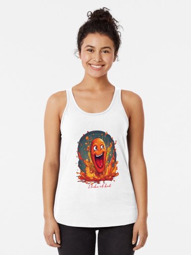 Funny Cartoon Chilli Character - _i Like It Hot_ Racerback Tank Top