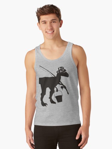 Funny Fly Fishing Dinosaur Tank Top