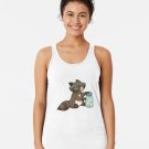 Funny Little Raccoon Collects Crickets Racerback Tank Top