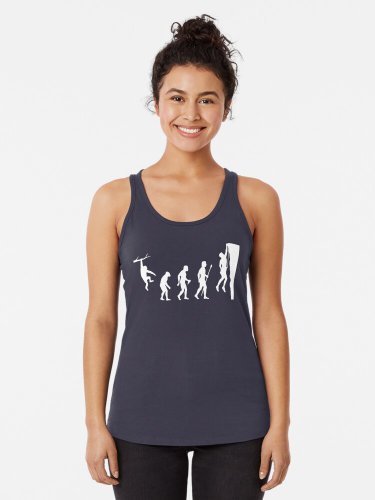 Funny Rock Climbing Evolution T Shirt Racerback Tank Top