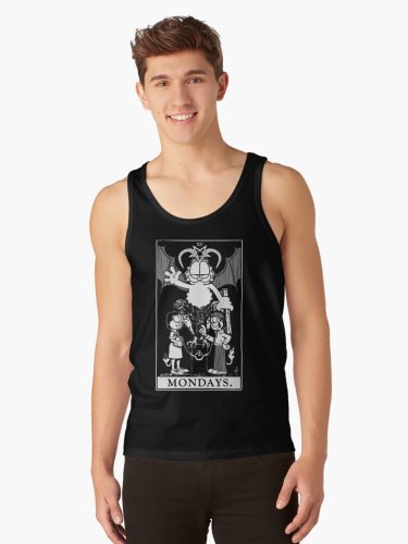 Garfield Tarot_ Mondays (white Ink) Tank Top