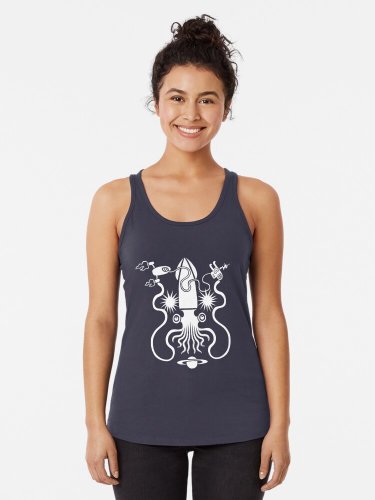 Gargantuan Space Squid Danger Imminent Racerback Tank Top