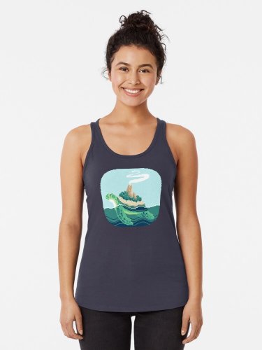 Gentle Sea Monster (pixel) Racerback Tank Top