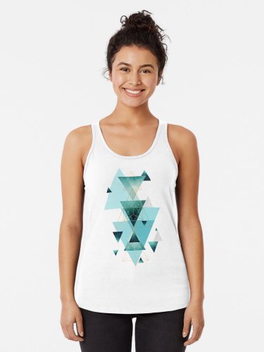 Geometric Triangle Compilation In Teal, Aqua And Rose Gold Racerback Tank Top