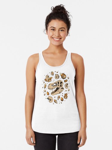 Geo-rex Vortex _ Citrine Quartz _ Dinosaur Fossil Art Racerback Tank Top