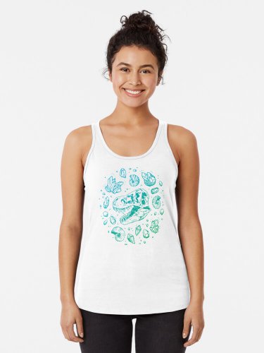 Geo-rex Vortex _ Turquoise Ombr&Atilde;&copy; _ Dinosaur Fossil Art Racerback Tank Top