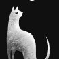 Ghost Cat And Moon In Black And White Racerback Tank Top