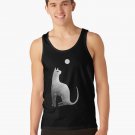 Ghost Cat And Moon In Black And White Tank Top