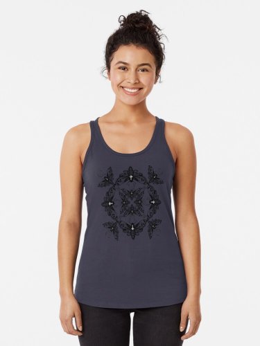 Ghost Cirice Moth Kaleidoscope Racerback Tank Top