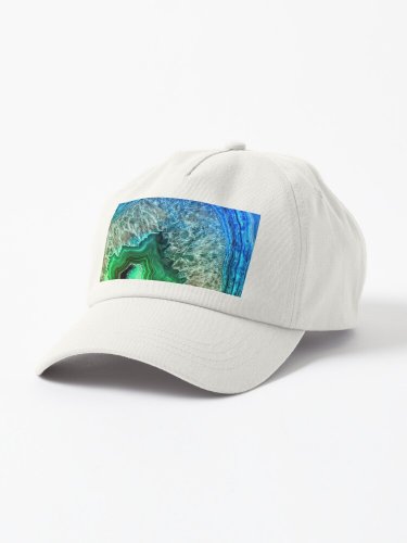 Green and Blue Faux Agate Mineral Gemstone Cap