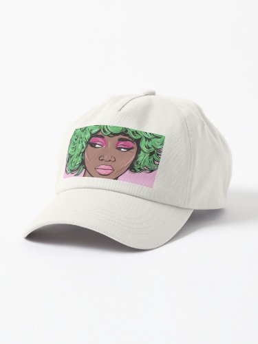 Green Haired Kawaii Comic Girl Cap