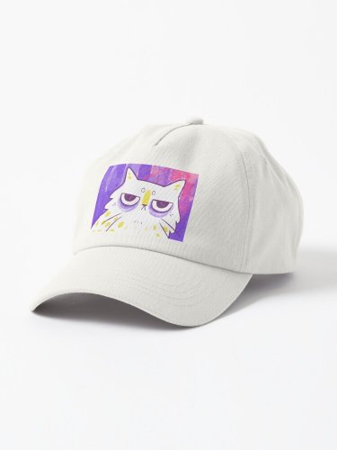 Grumpy Expressive Kitty  Cap