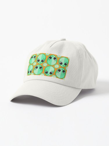 Happy Alien and Daisy Grunge Pattern Cap