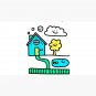 Home Sweet Home - House with happy clouds, trees and garden Cap